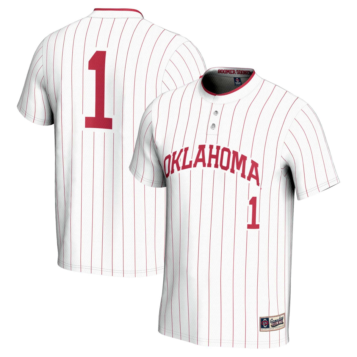 #1 Oklahoma Sooners Lightweight Softball Jersey - White product image 1, provided for visual reference and product detail