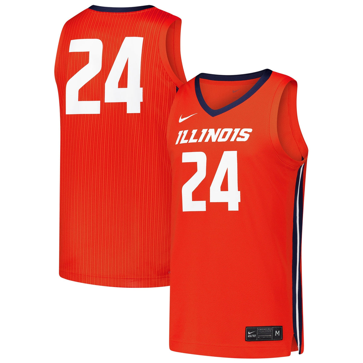 #24 Illinois Fighting Illini Replica Basketball Jersey - Orange product image 2, provided for visual reference and product