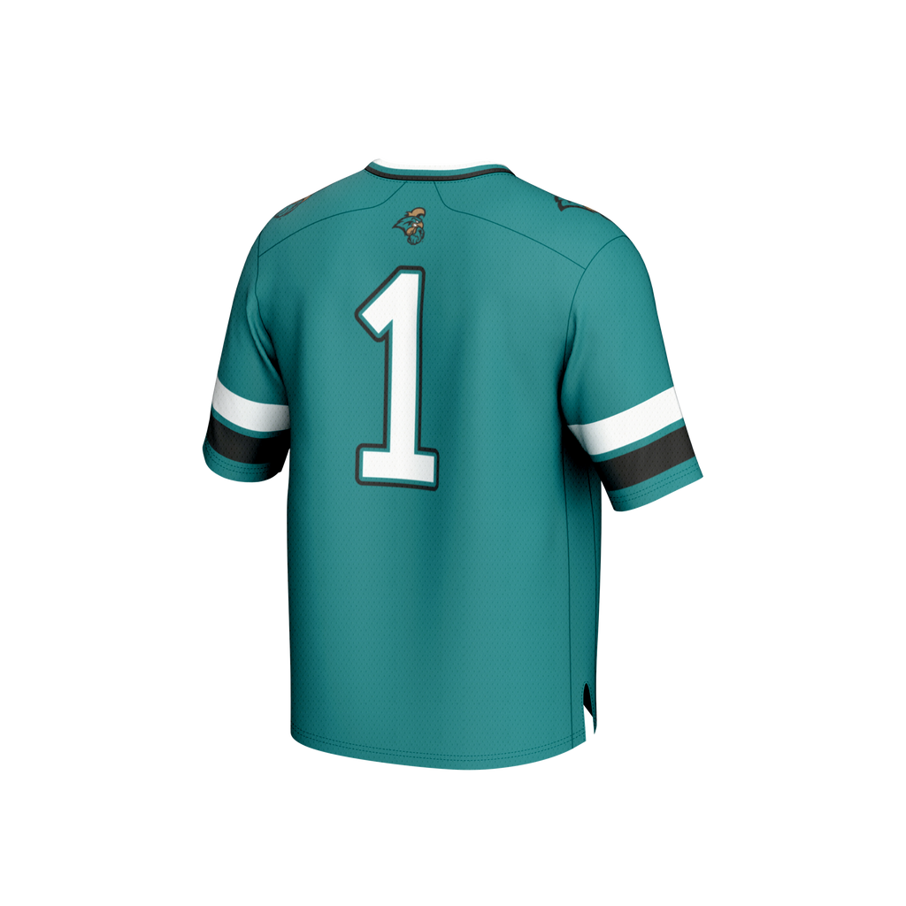#1 Coastal Carolina Chanticleers Lightweight Collegiate Football Fashion Jersey - Teal product image 4, provided for visual