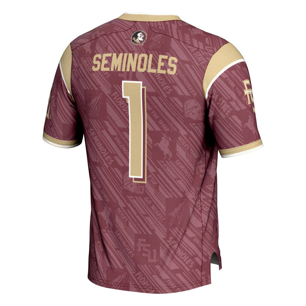 Florida State Seminoles #1 Garnet Highlight Print Football Fashion Jersey product image 4, provided for visual reference and