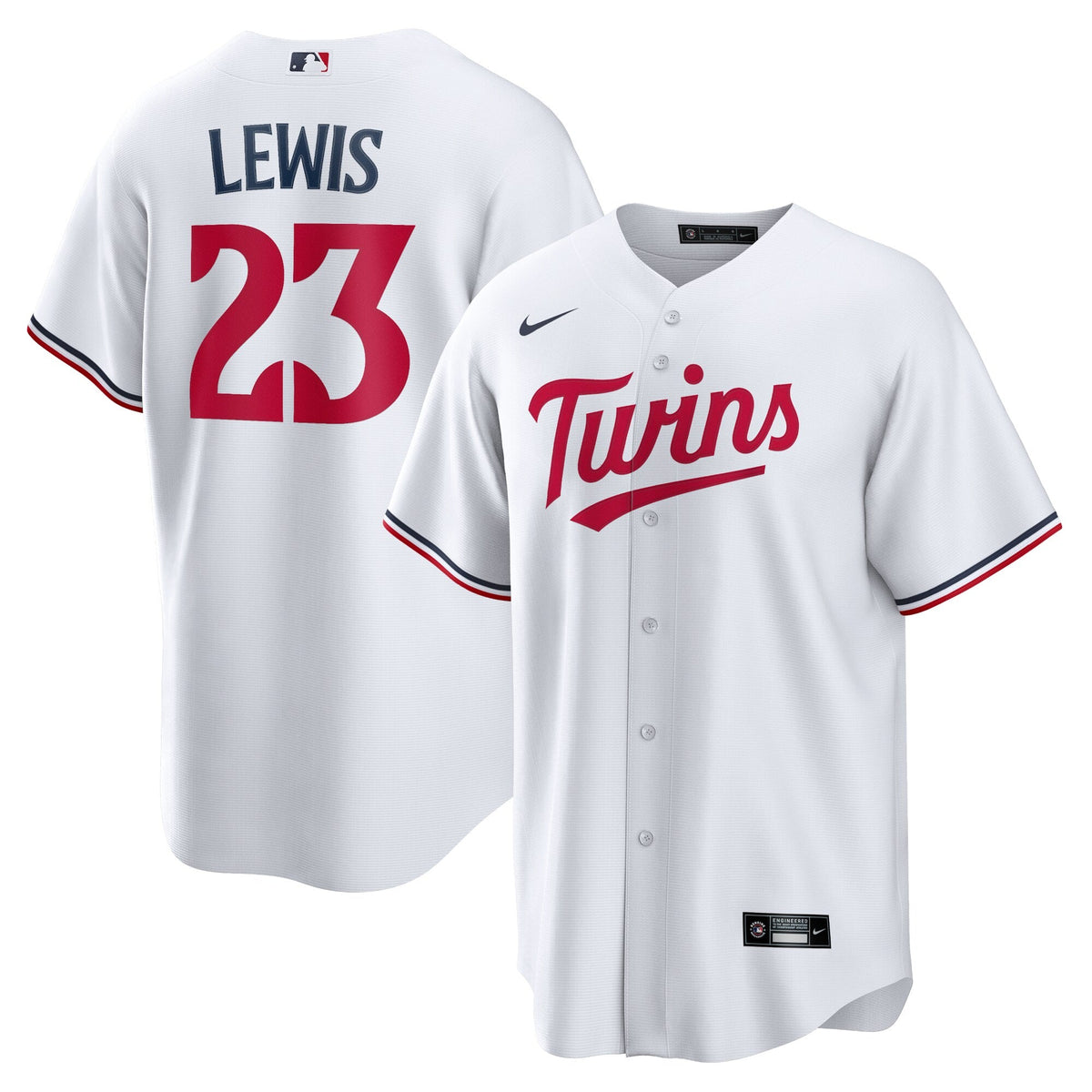 Minnesota Twins Royce Lewis White Replica Player Jersey product image 1, provided for visual reference and product detail