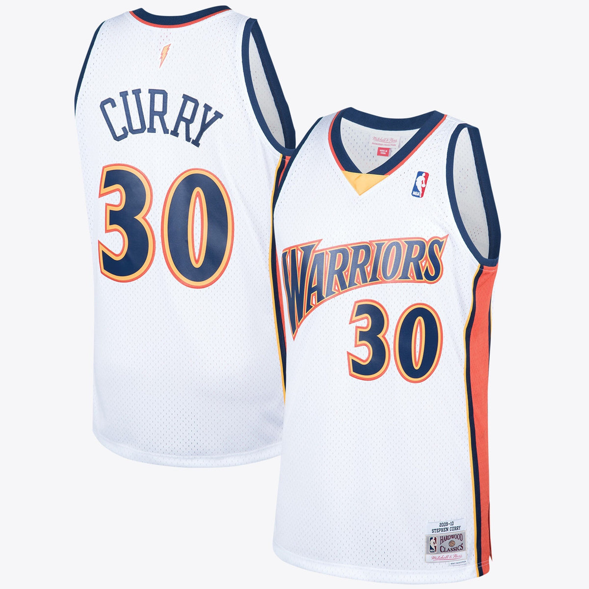 Golden State Warriors 2009 Steph Curry Hardwood Classics Home Swingman Jersey - White product image 1, provided for visual