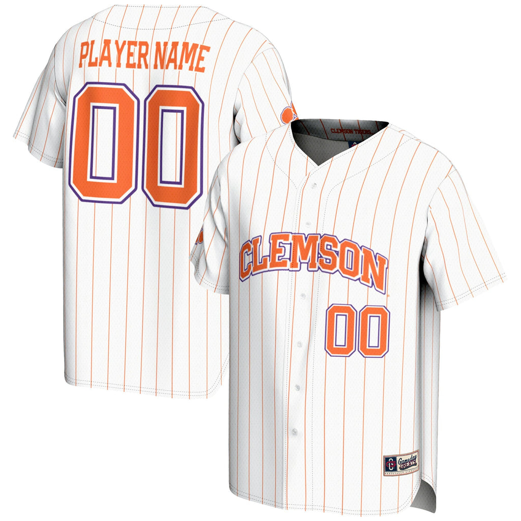 Clemson Tigers NIL Pick-A-Player Lightweight Baseball Jersey - White product image 1, provided for visual reference and