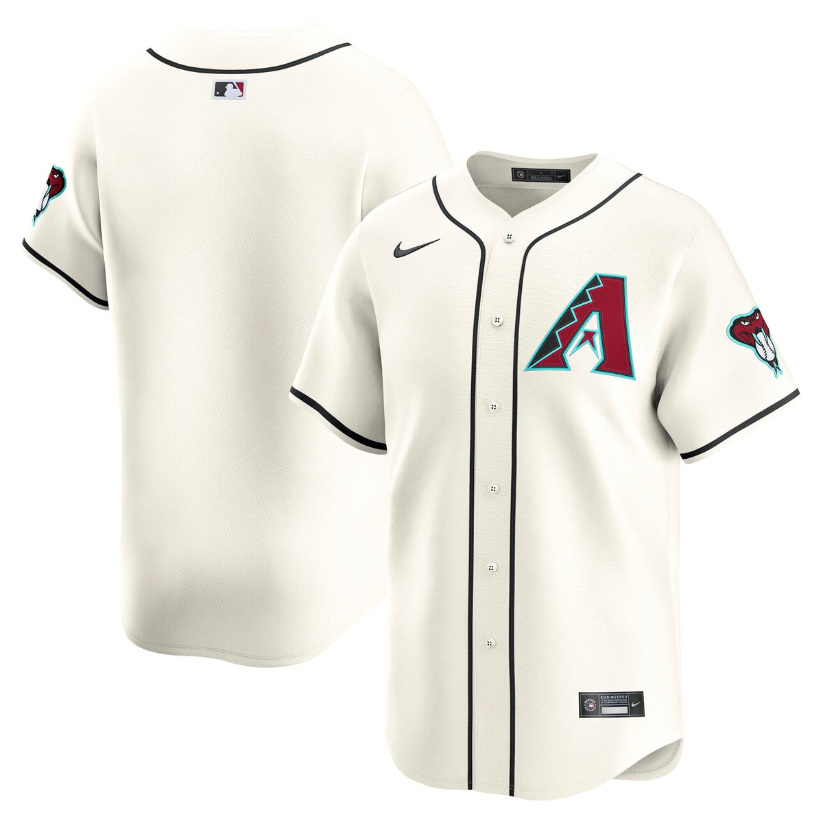 Arizona Diamondbacks Cream Home Limited Jersey product image 2, provided for visual reference and product detail review