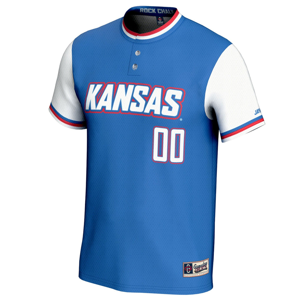 Kansas Jayhawks NIL Pick-A-Player Lightweight Softball Jersey - Royal product image 3, provided for visual reference and