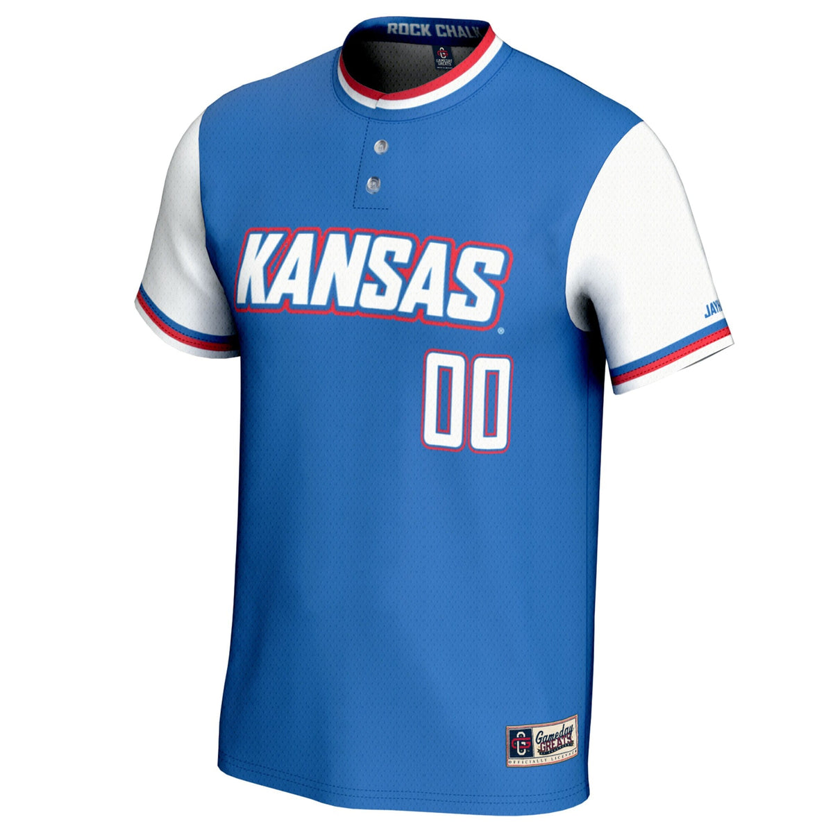 Kansas Jayhawks NIL Pick-A-Player Lightweight Softball Jersey - Royal product image 3, provided for visual reference and