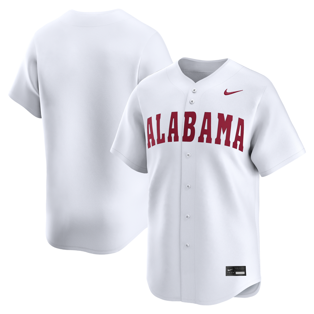 White Alabama Crimson Tide Alternate Limited Baseball Jersey product image 1, provided for visual reference and product