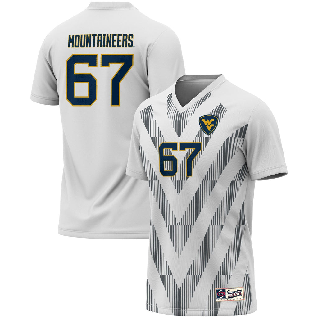 #1 West Virginia Mountaineers Lightweight Soccer Fashion Jersey - White product image 1, provided for visual reference and