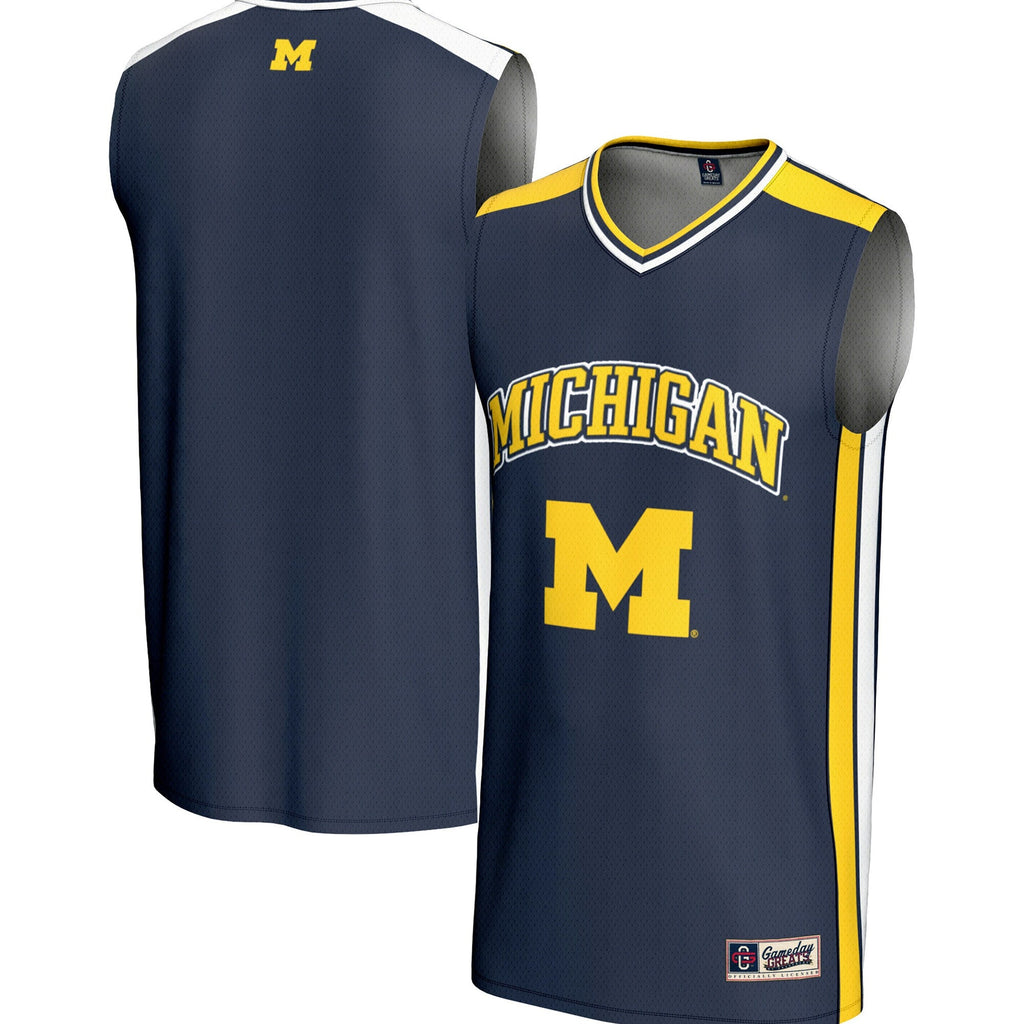 Michigan Wolverines Spirit Basketball Jersey - Navy product image 1, provided for visual reference and product detail review
