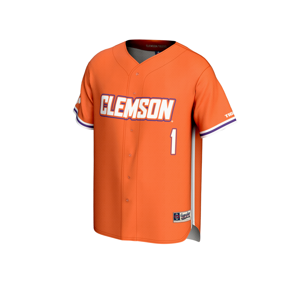 #1 Clemson Tigers Lightweight Baseball Fashion Jersey - Orange product image 3, provided for visual reference and product