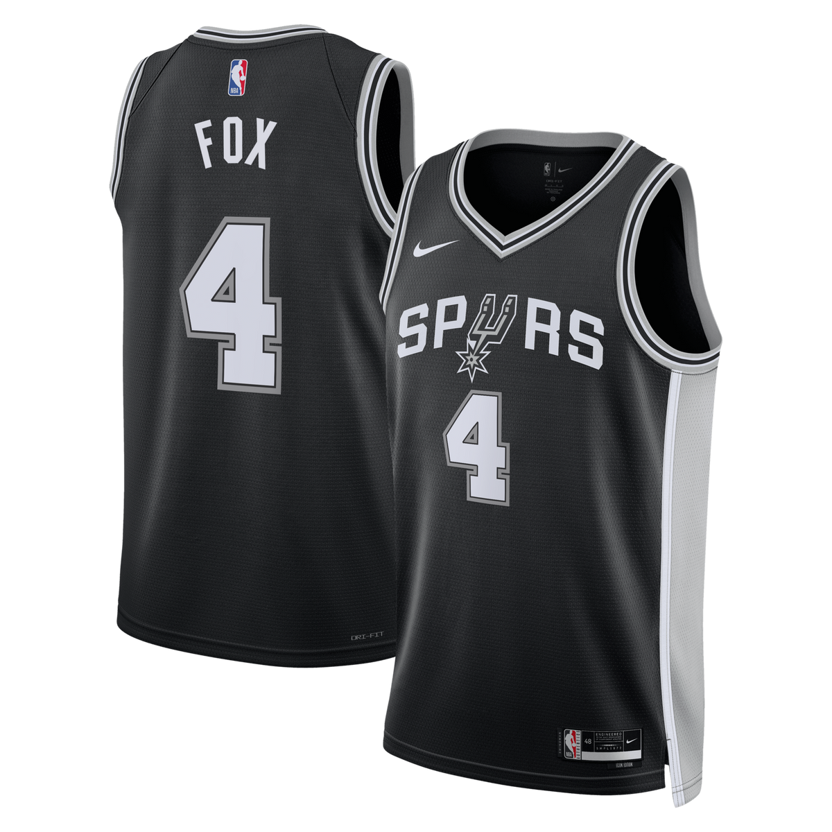 San Antonio Spurs Icon Edition Swingman Jersey - Black - De'Aaron Fox product image 2, provided for visual reference and