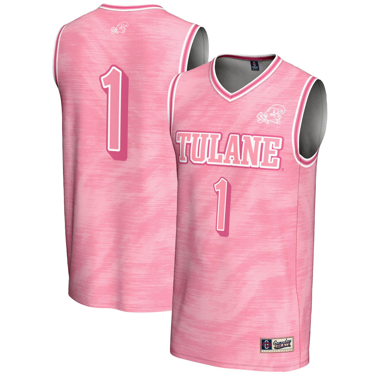 #1 Tulane Green Wave Lightweight Basketball Jersey - Pink product image 1, provided for visual reference and product detail
