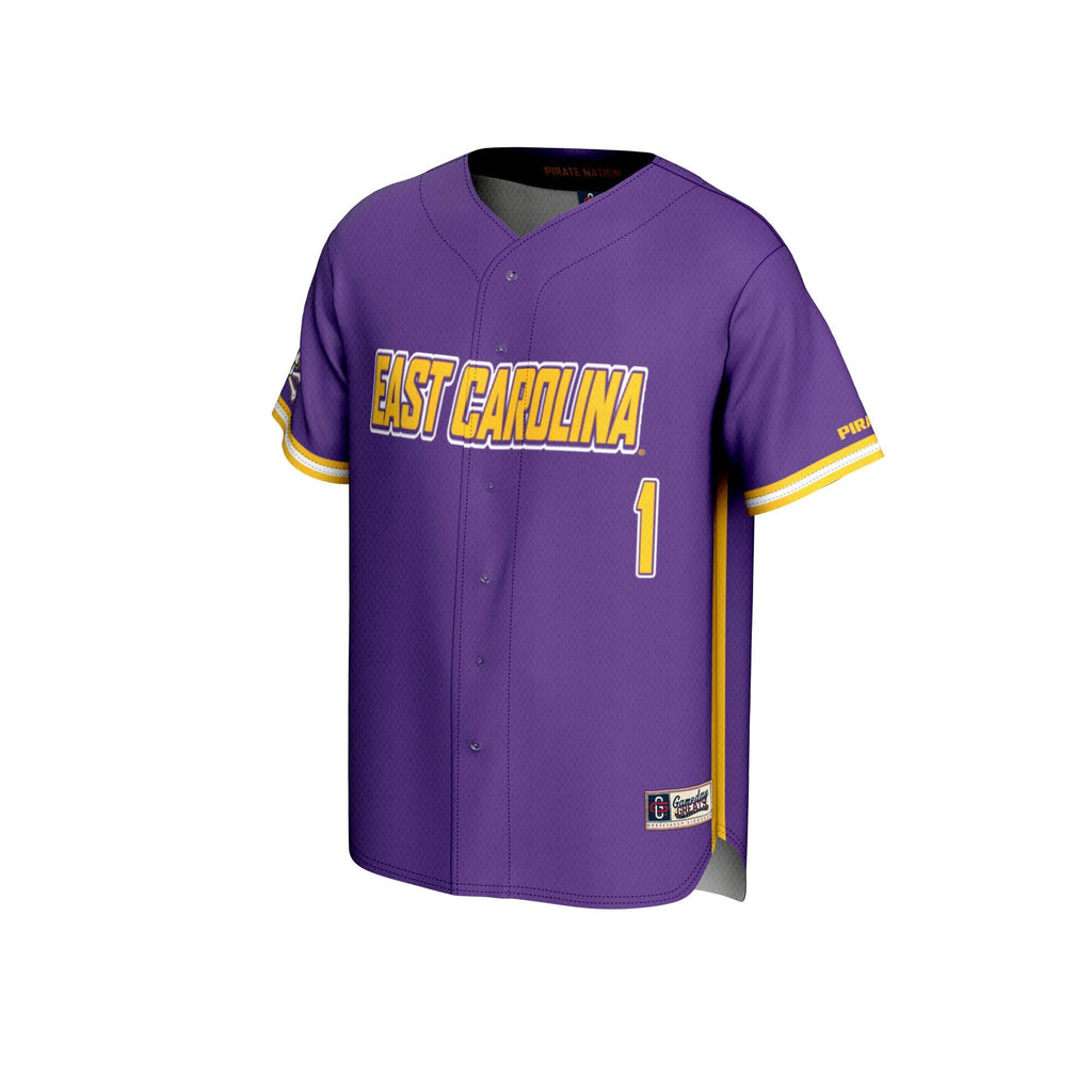 #1 ECU Pirates Lightweight Baseball Jersey - Purple product image 3, provided for visual reference and product detail review