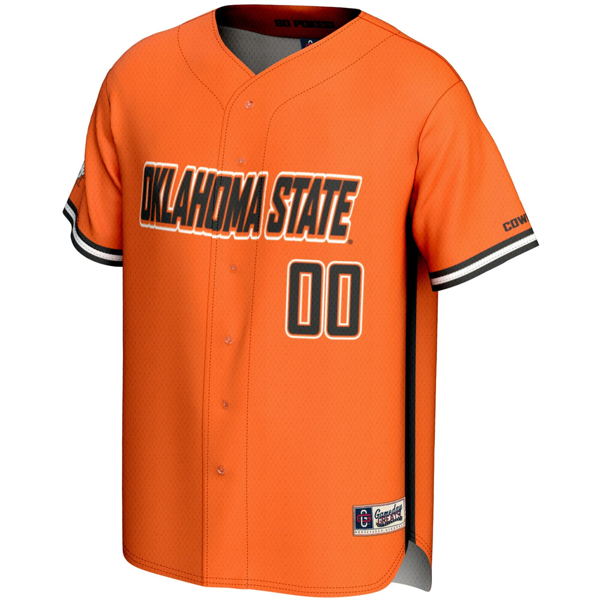 Oklahoma State Cowboys NIL Pick-A-Player Lightweight Baseball Jersey - Orange product image 3, provided for visual reference