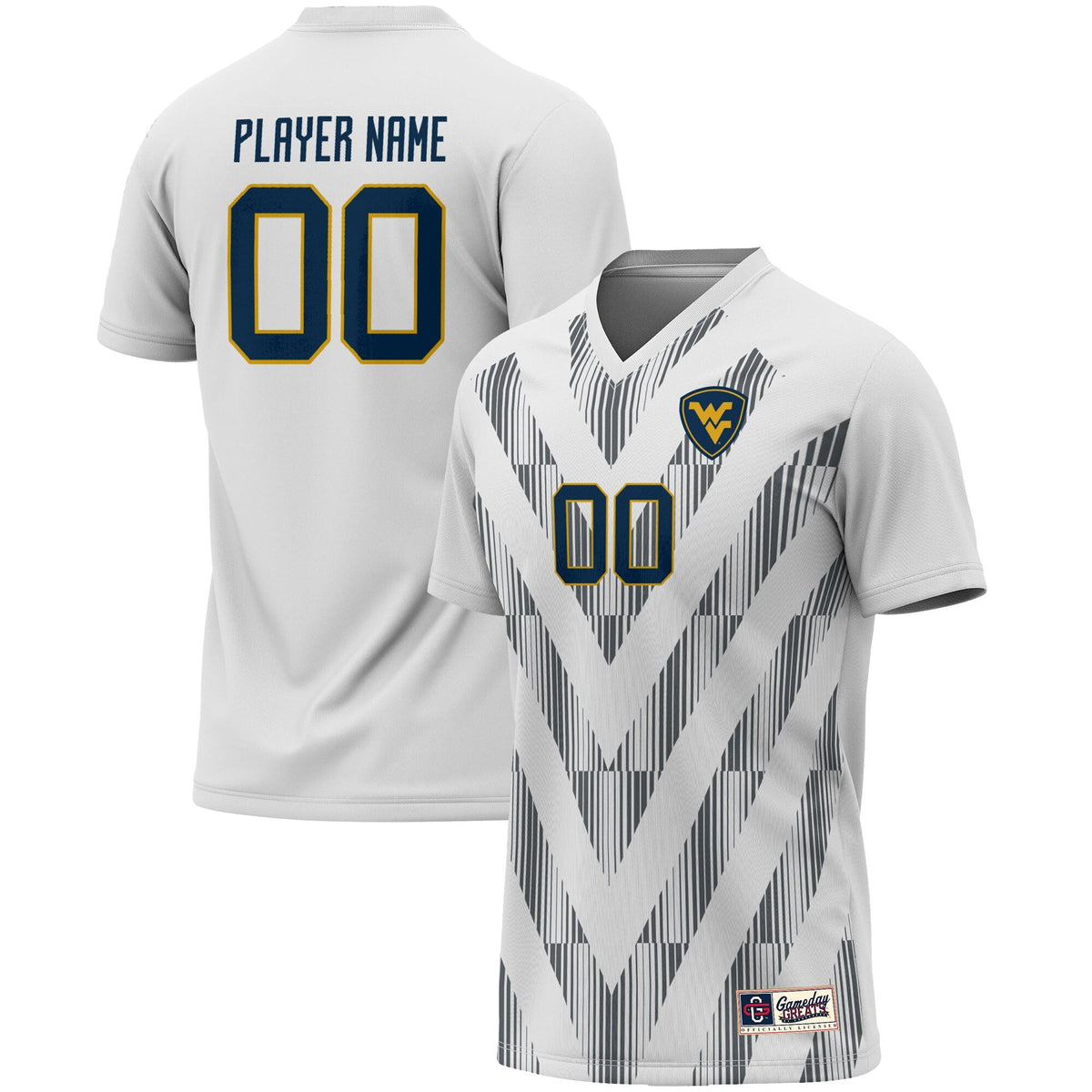 West Virginia Mountaineers Pick-A-Player NIL Lightweight Soccer Jersey - White product image 2, provided for visual