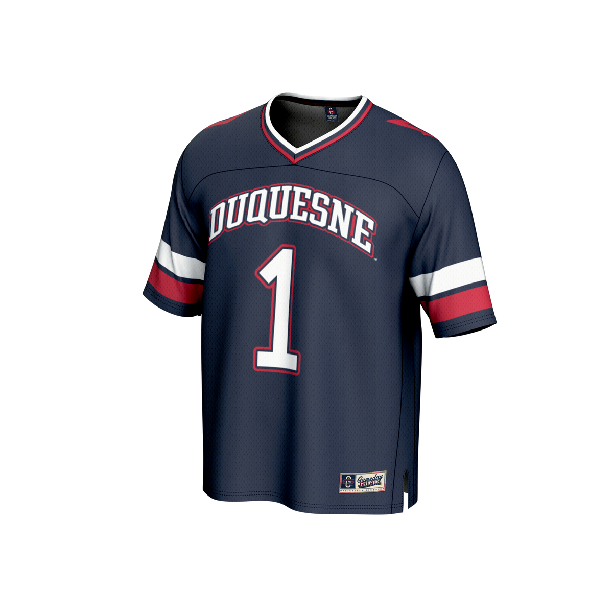 #1 Duquesne Dukes Lightweight Collegiate Football Fashion Jersey - Navy product image 3, provided for visual reference and