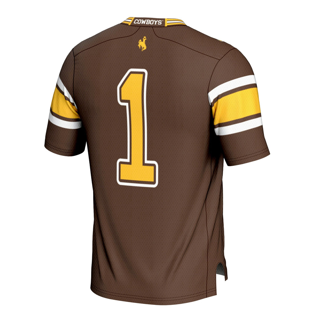 #1 Wyoming Cowboys Football Jersey - Brown product image 4, provided for visual reference and product detail review