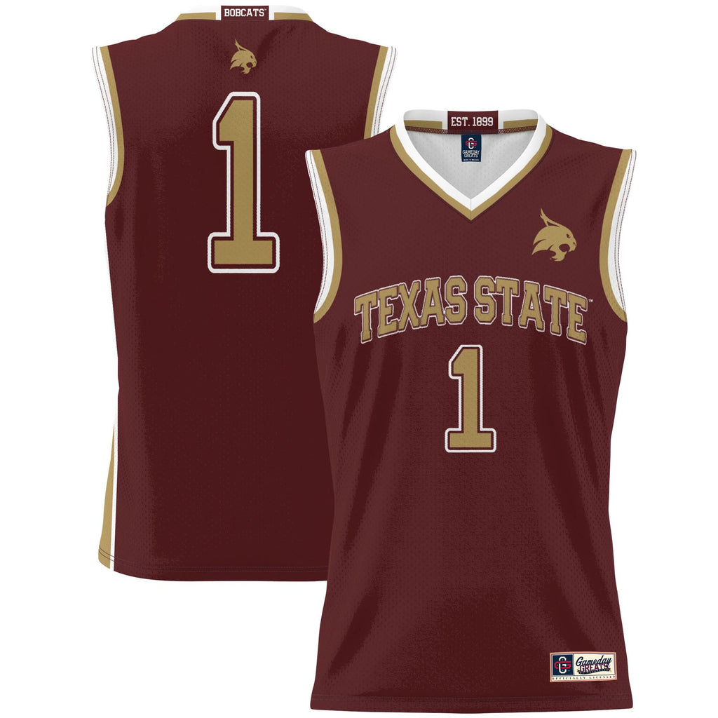 #1 Texas State Bobcats Lightweight Basketball Jersey - Maroon product image 1, provided for visual reference and product