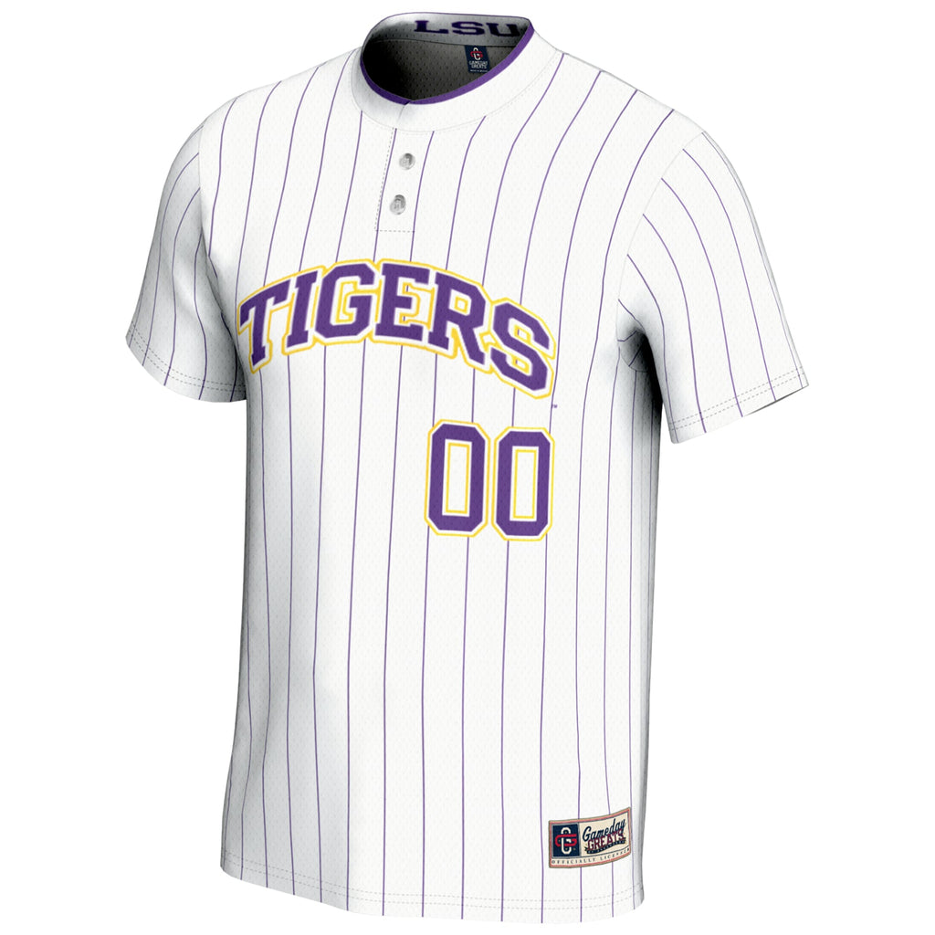 LSU Tigers NIL Pick-A-Player Lightweight Softball Jersey - White product image 3, provided for visual reference and product