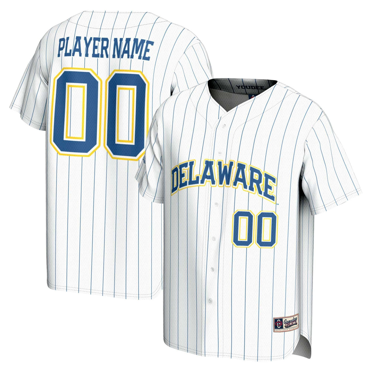 Delaware Fightin' Blue Hens NIL Pick-A-Player Baseball Lightweight Jersey - White product image 1, provided for visual