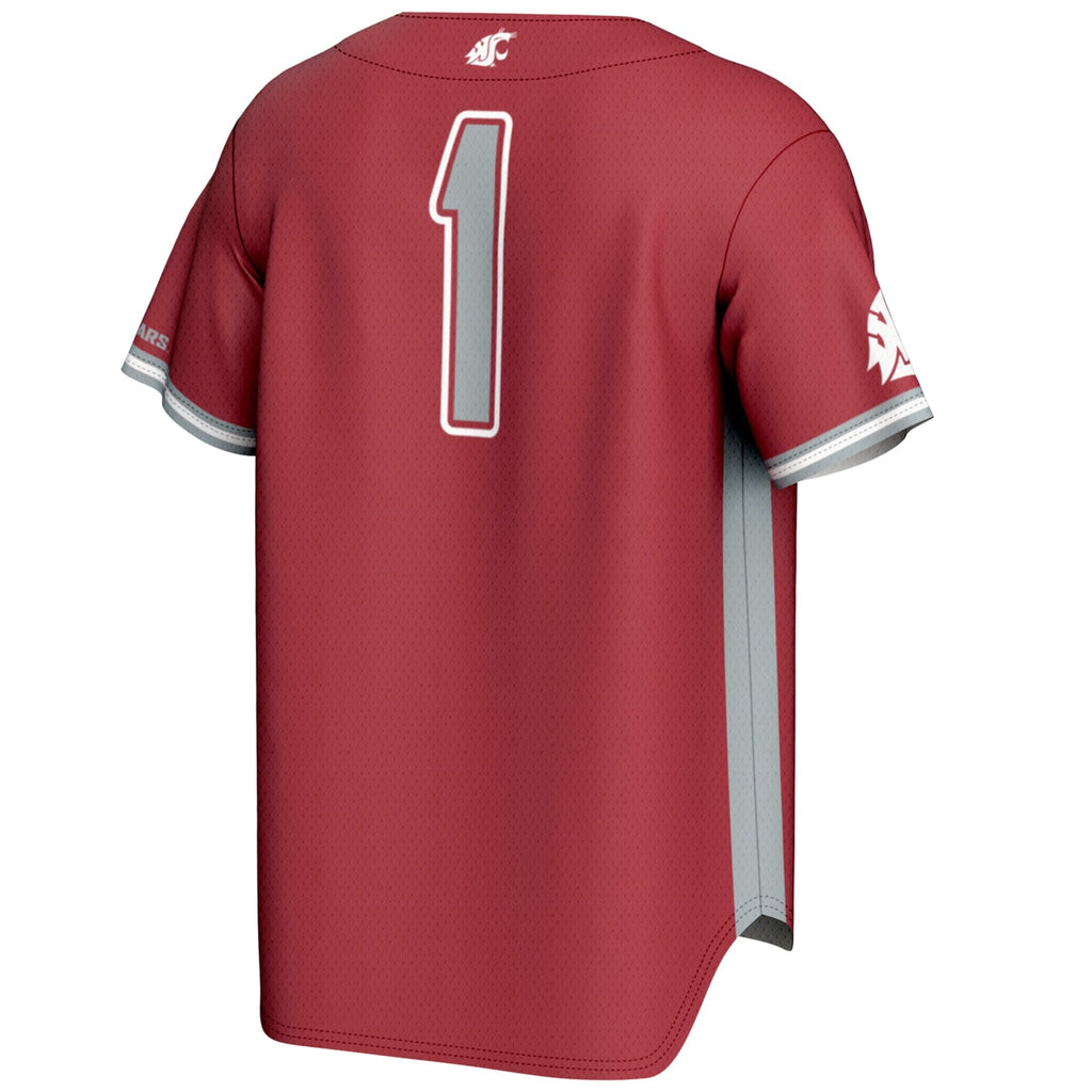 #1 Washington State Cougars Lightweight Baseball Jersey - Crimson product image 4, provided for visual reference and product