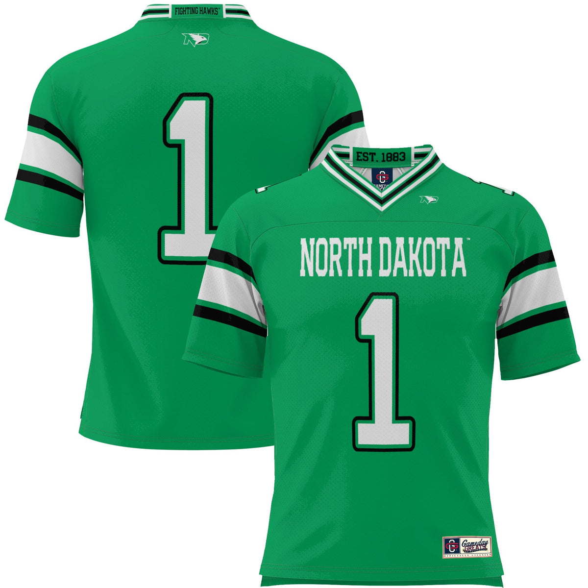 #1 North Dakota Endzone Football Jersey - Kelly Green product image 2, provided for visual reference and product detail
