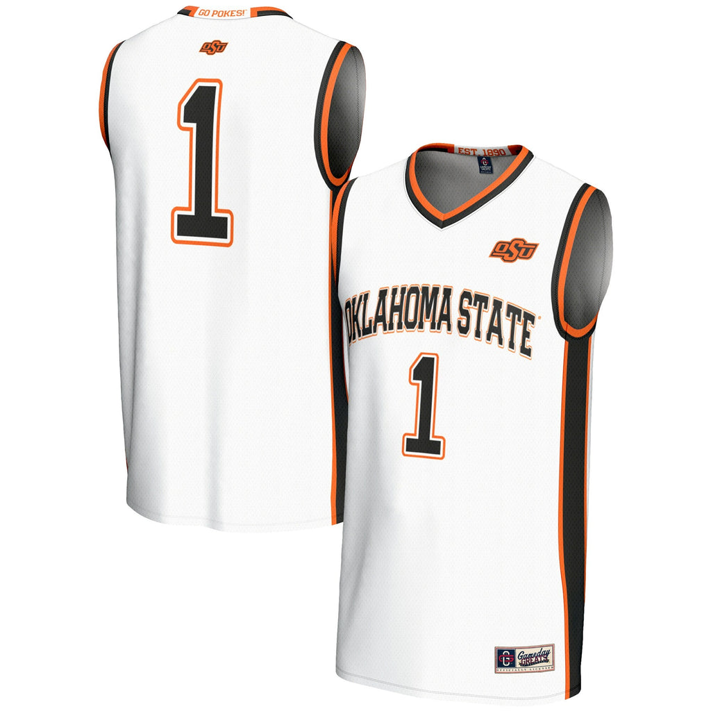 #1 Oklahoma State Cowboys Lightweight Basketball Jersey - White product image 1, provided for visual reference and product