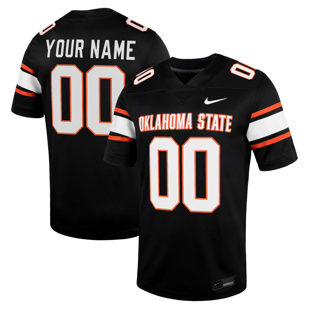Oklahoma State Cowboys Custom Football Game Jersey - Black product image 2, provided for visual reference and product detail