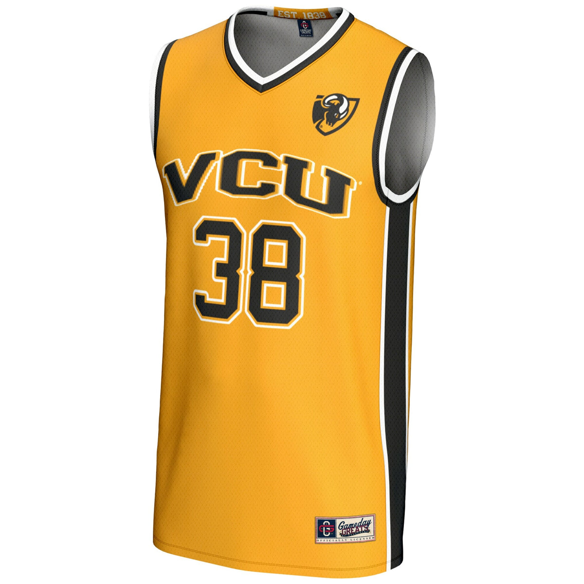 #38 VCU Rams Lightweight Basketball Jersey - Gold product image 3, provided for visual reference and product detail review