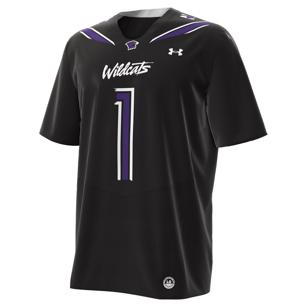 #1 Northwestern Wildcats Alternate Replica Football Jersey - Black product image 3, provided for visual reference and