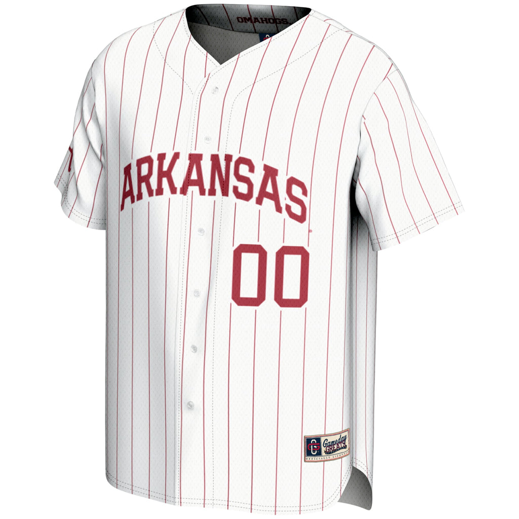 Arkansas Razorbacks NIL Pick-A-Player Lightweight Baseball Jersey - White product image 3, provided for visual reference and
