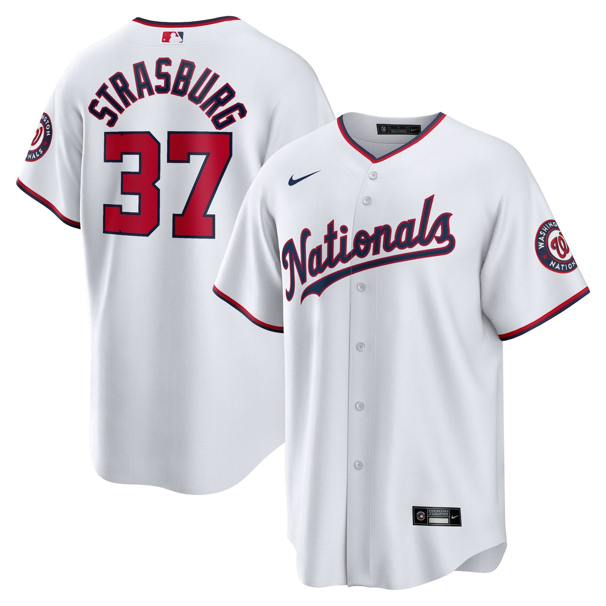 Washington Nationals Stephen Strasburg White Home Replica Jersey product image 1, provided for visual reference and product