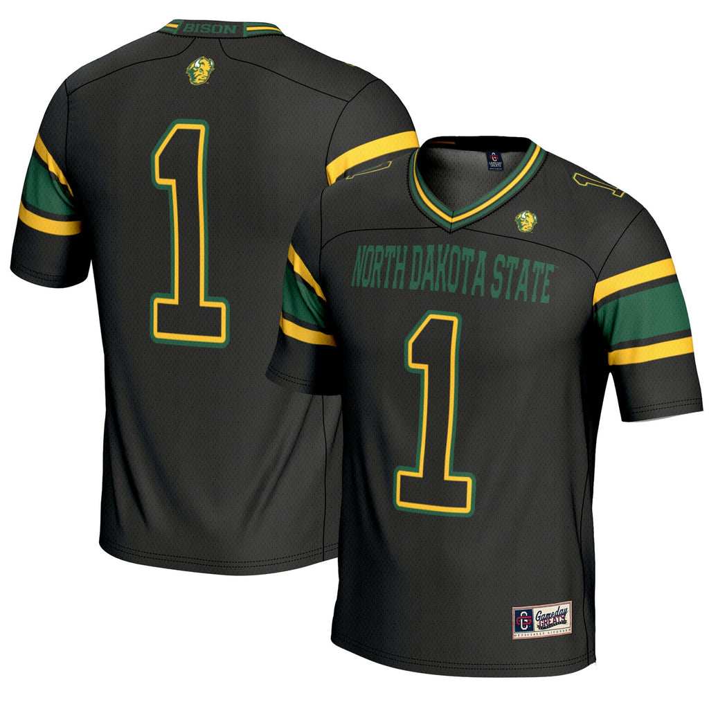 #1 NDSU Bison Endzone Football Jersey - Black product image 1, provided for visual reference and product detail review