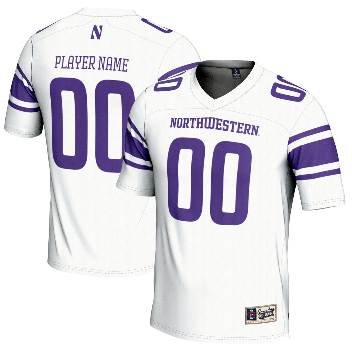 Northwestern Wildcats NIL Pick-A-Player Football Jersey - White product image 1, provided for visual reference and product