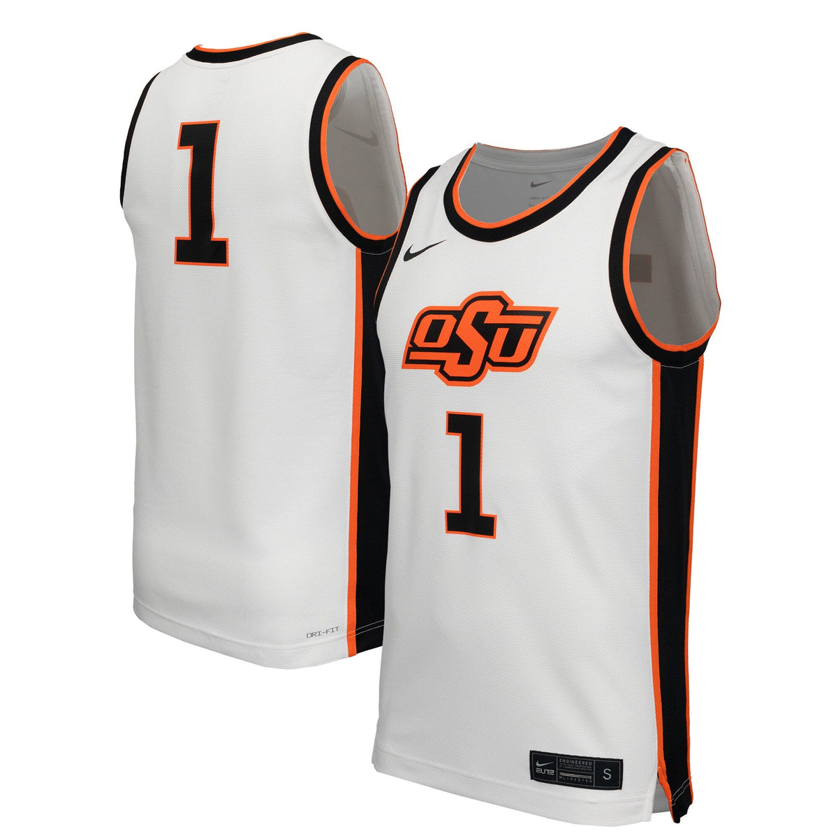 #1 Oklahoma State Cowboys Replica Basketball Jersey - White product image 1, provided for visual reference and product