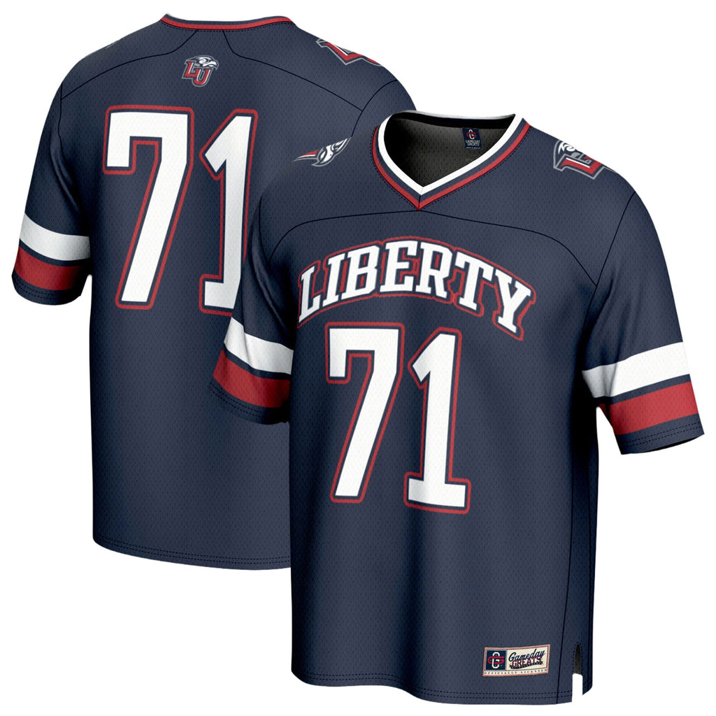 #71 Liberty Flames Lightweight Football Fashion Jersey - Navy product image 1, provided for visual reference and product