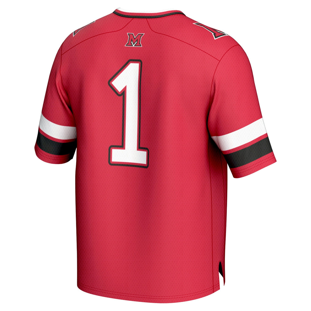 #1 Miami University RedHawks Lightweight Collegiate Football Fashion Jersey - Red product image 4, provided for visual