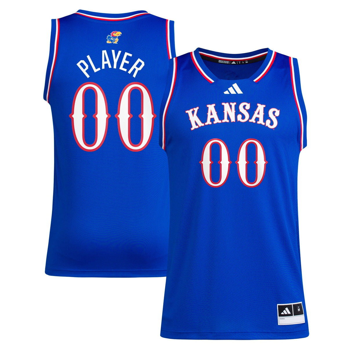 Kansas Jayhawks Pick-A-Player NIL Basketball Jersey - Royal product image 2, provided for visual reference and product