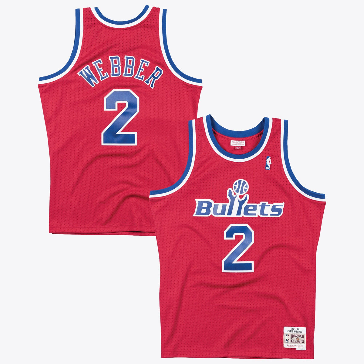 Washington Bullets Chris Webber 1994 Swingman Road Authentic Jersey - Scarlet product image 2, provided for visual reference