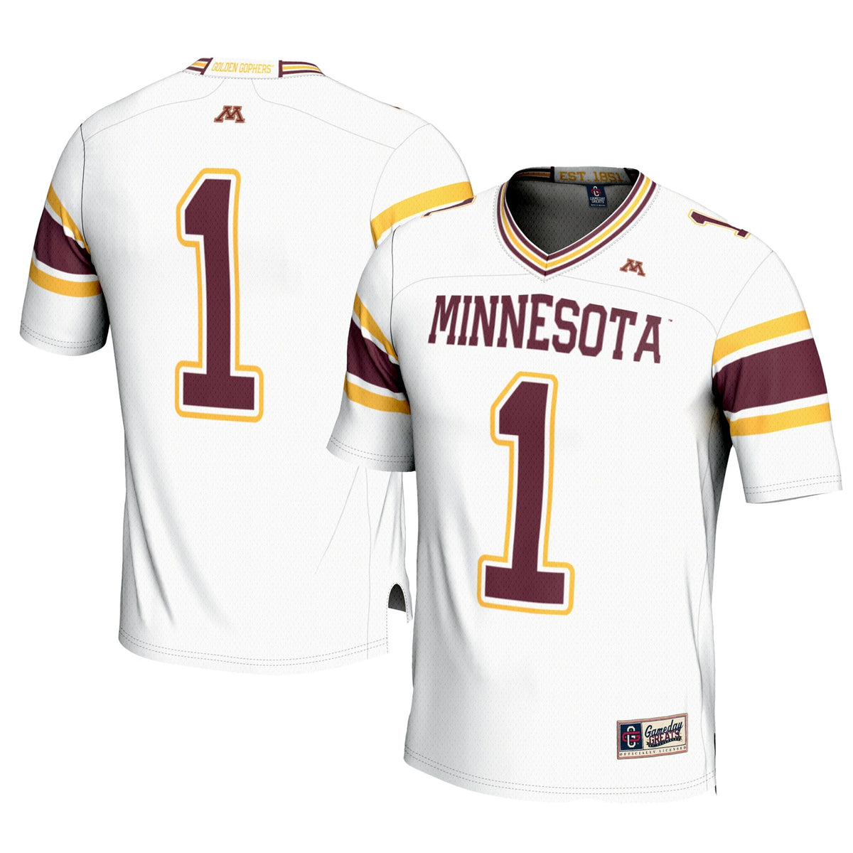 #1 Minnesota Golden Gophers Football Jersey - White product image 2, provided for visual reference and product detail review
