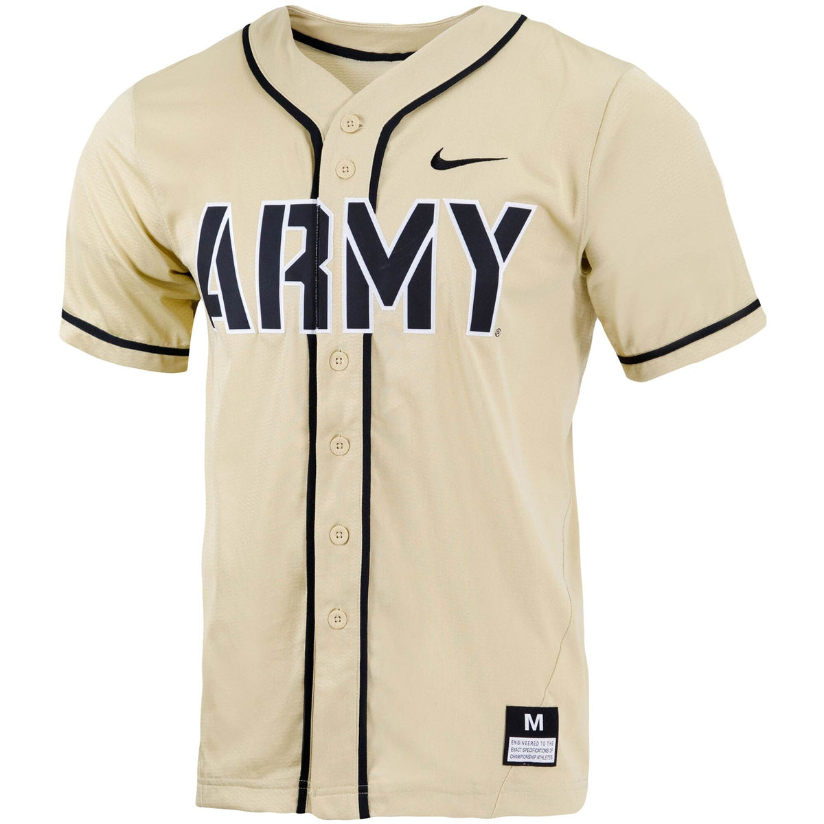 Gold Army Black Knights Replica Full-Button Baseball Jersey product image 3, provided for visual reference and product
