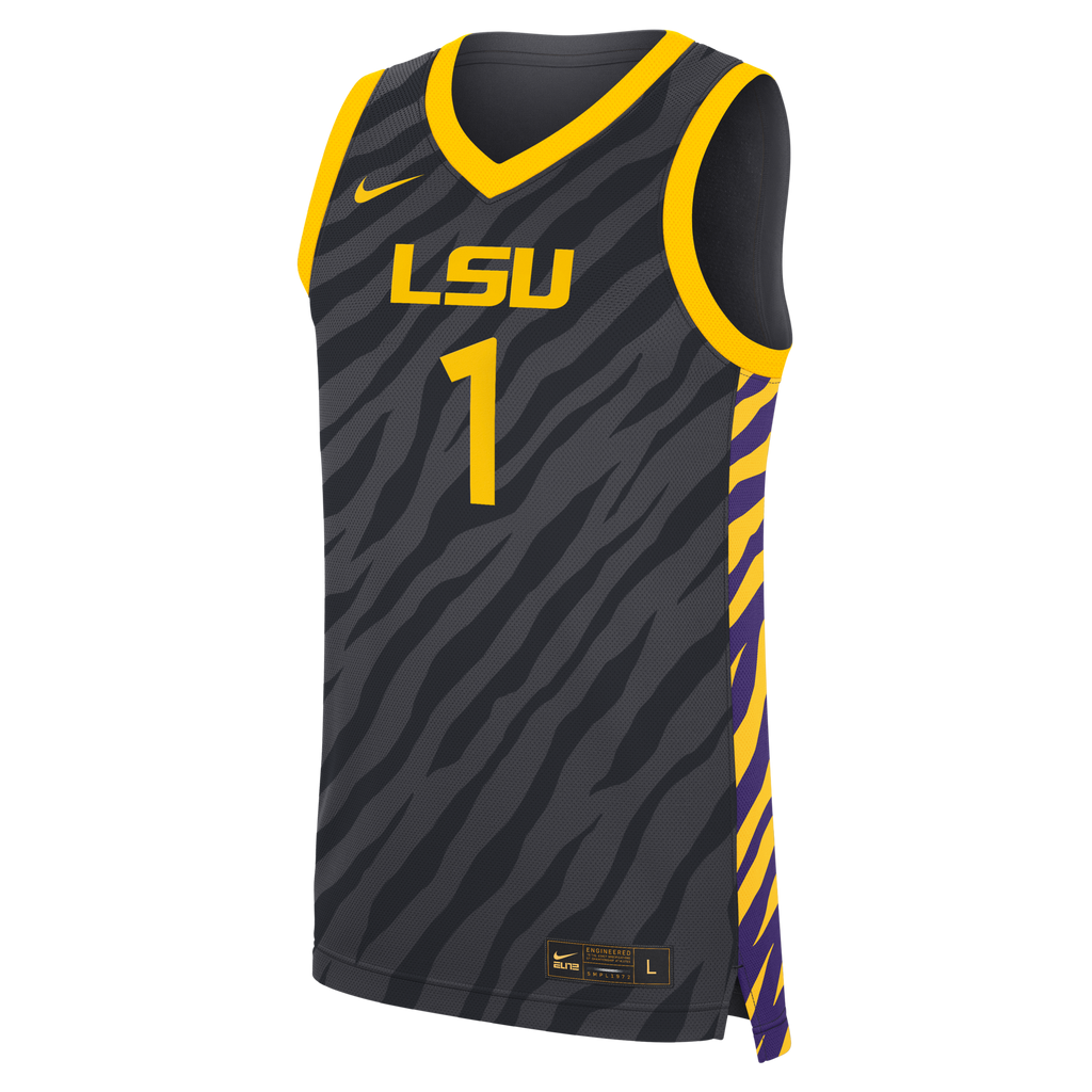 #1 Anthracite LSU Tigers Replica Basketball Jersey product image 3, provided for visual reference and product detail review