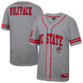 NC State Wolfpack Free Spirited Baseball Jersey - Gray product image 1, provided for visual reference and product detail