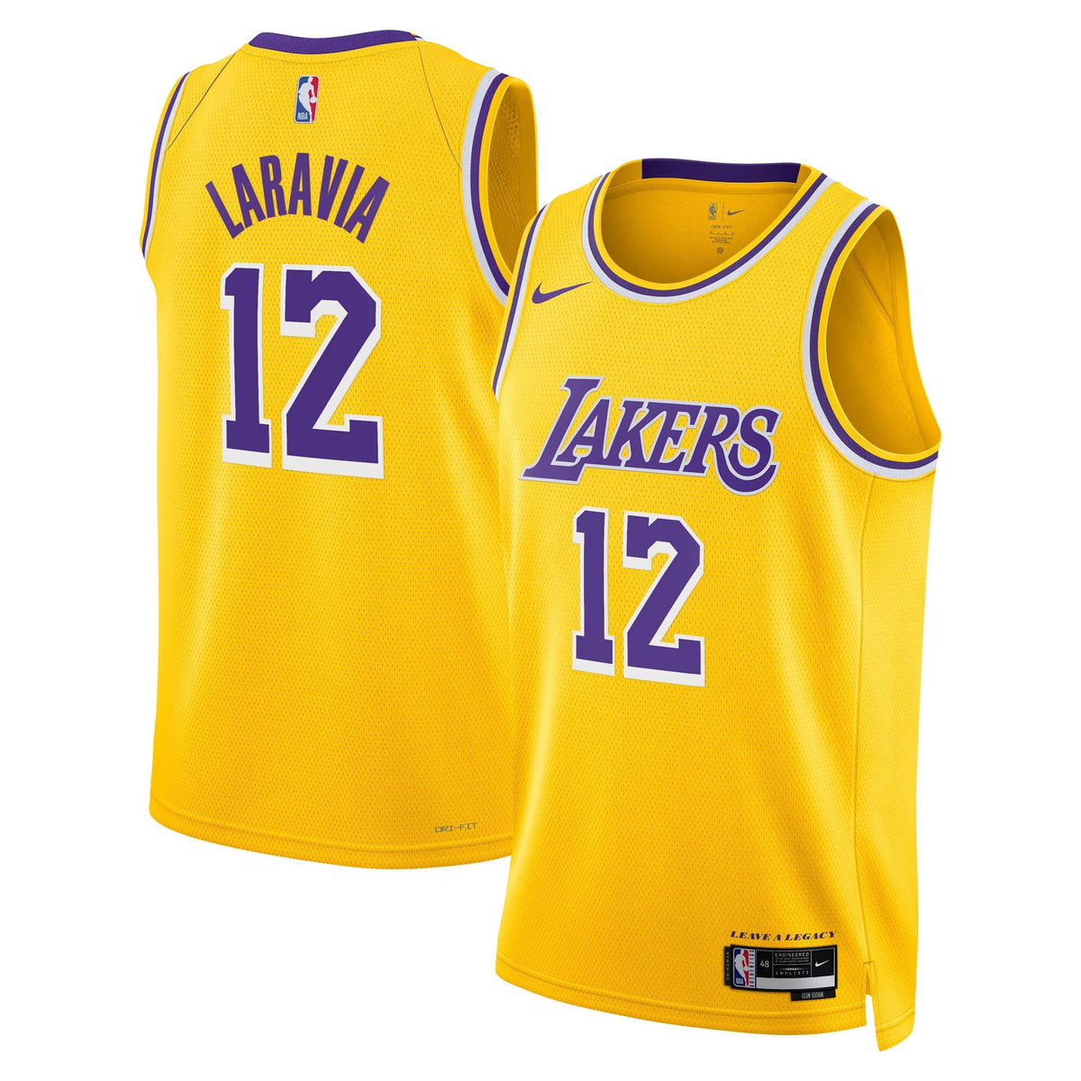 Los Angeles Lakers Icon Edition Swingman Jersey - Gold - Jake LaRavia product image 1, provided for visual reference and