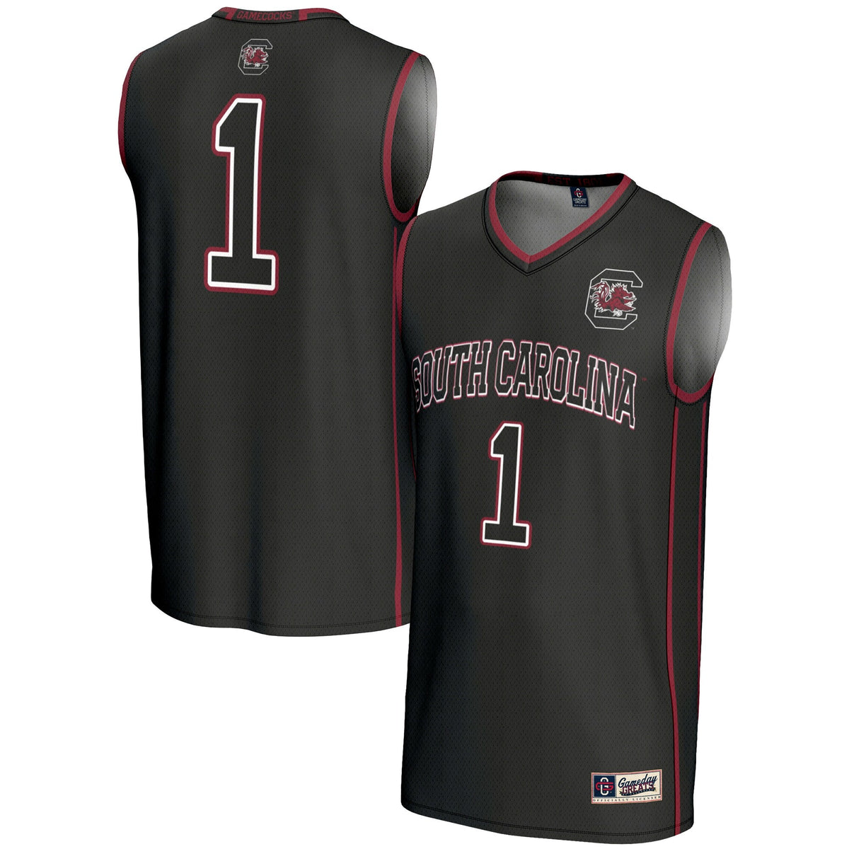 #1 South Carolina Gamecocks Lightweight Basketball Jersey - Black product image 1, provided for visual reference and product