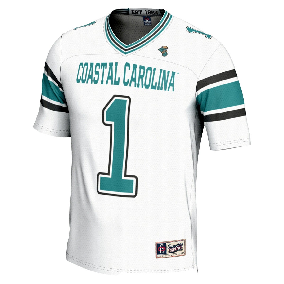 #1 Coastal Carolina Chanticleers Endzone Football Jersey - White product image 3, provided for visual reference and product