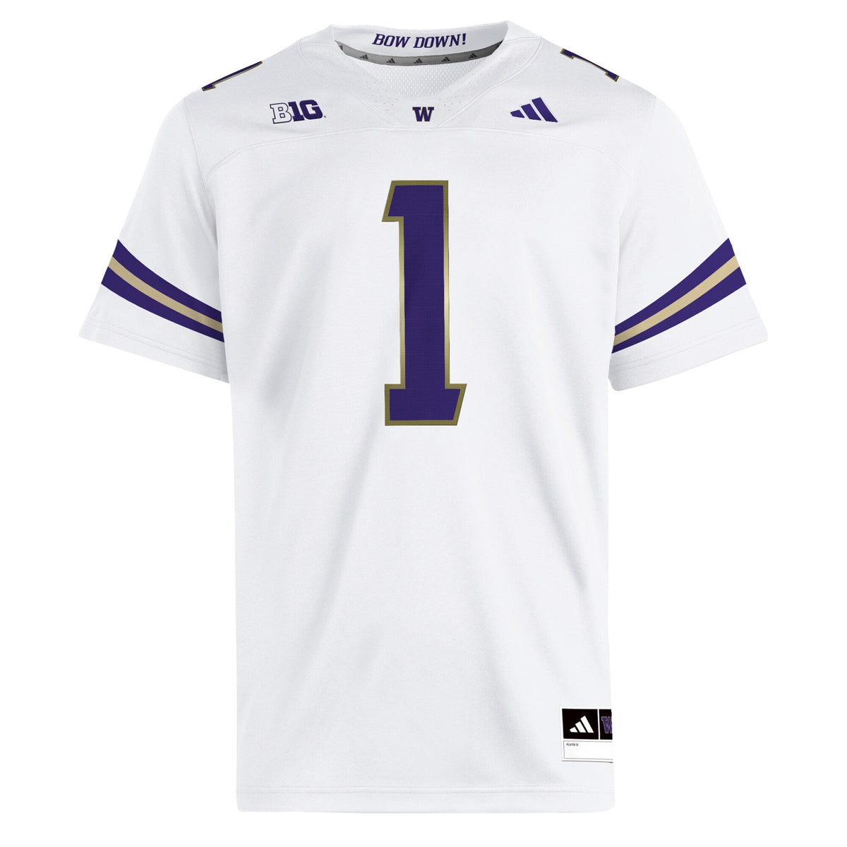 #1 White Washington Huskies Premier Jersey product image 3, provided for visual reference and product detail review
