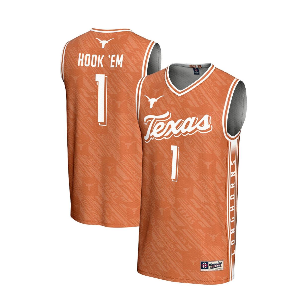 #1 Texas Longhorns Lightweight Highlight Print Basketball Jersey - Texas Orange product image 1, provided for visual