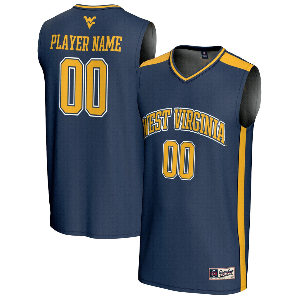 West Virginia Mountaineers NIL Pick-A-Player Lightweight Basketball Fashion Jersey - Navy product image 1, provided for