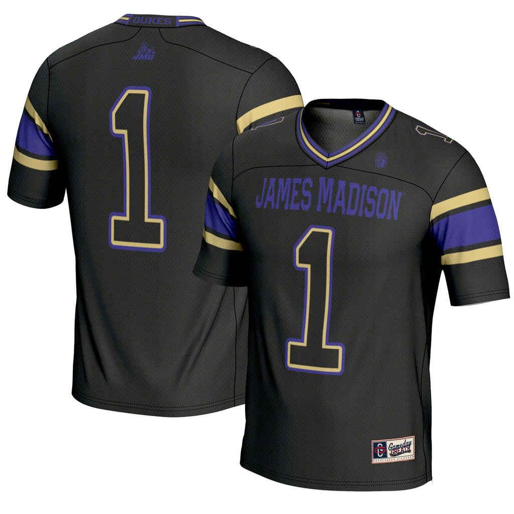 #1 James Madison Dukes Endzone Football Jersey - Black product image 1, provided for visual reference and product detail